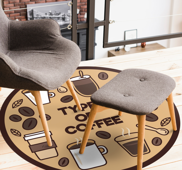 Tapis vinyle cuisine cercle de variétés de café - TenStickers