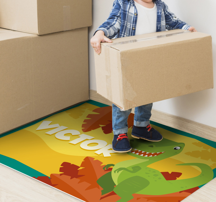 Tapis vinyle dinosaure avec nom - TenStickers