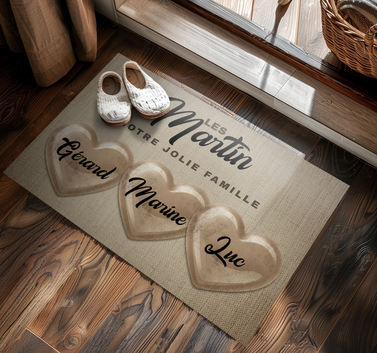 Tapis vinyle entrée notre charmante famille - TenStickers