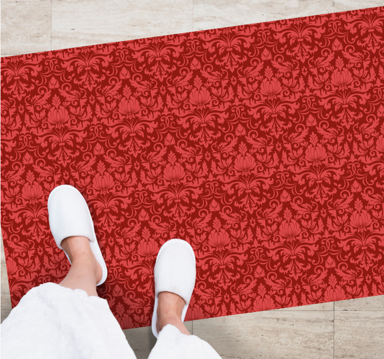 Tapis vinyle rouge superposition de motifs baroques - TenStickers