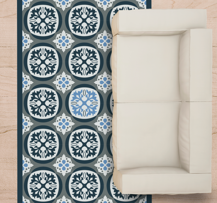 Tapis vinyle carreaux de ciment tuiles florales raffinées - TenStickers