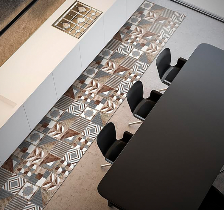 Tapis mosaique vinyle cémentine brune - TenStickers