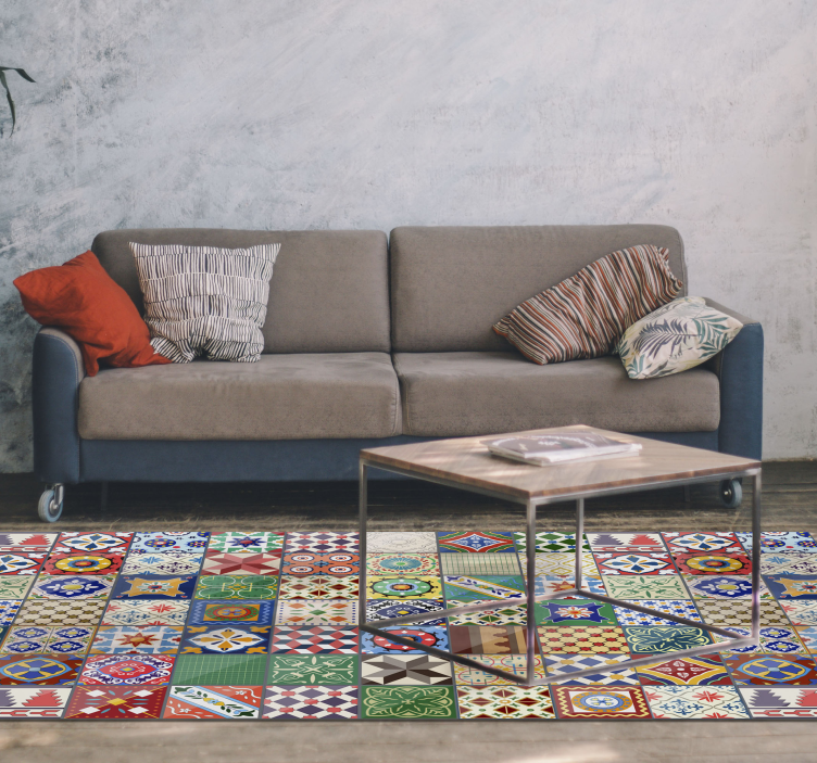 Tapis vinyle carreaux de ciment céramique mosaïque vibrante - TenStickers