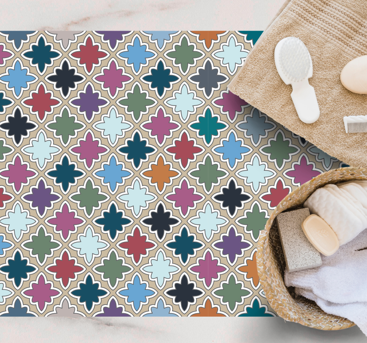 Tapis mosaique vinyle composition florale Énergique - TenStickers