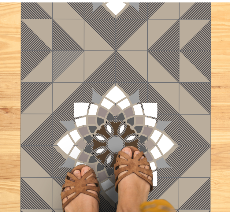 Tapis mosaique vinyle motif floral géométrique - TenStickers