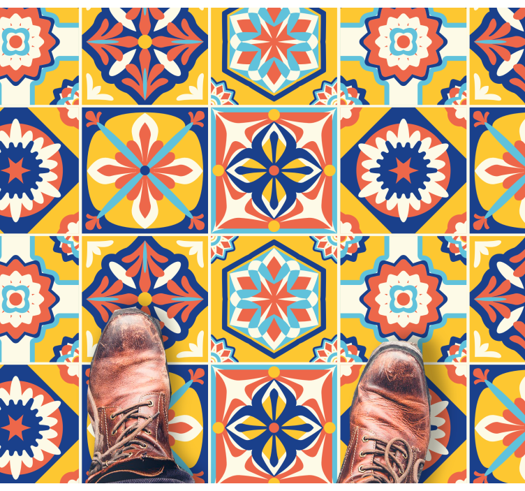 Tapis vinyle carreaux de ciment motif de mosaïque coloré - TenStickers