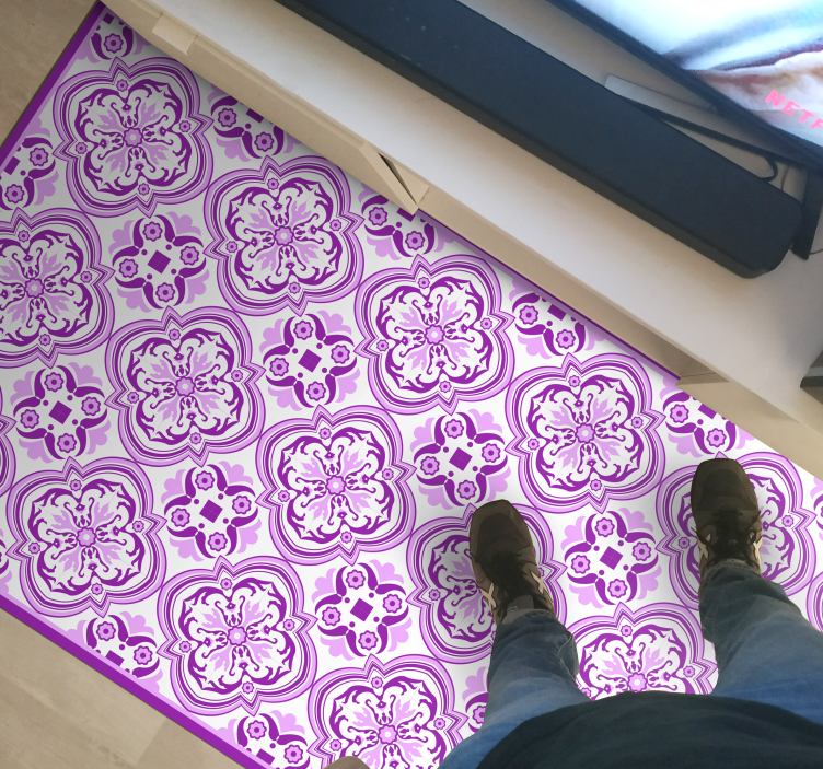 Tapis mosaique vinyle violet ornemental - TenStickers