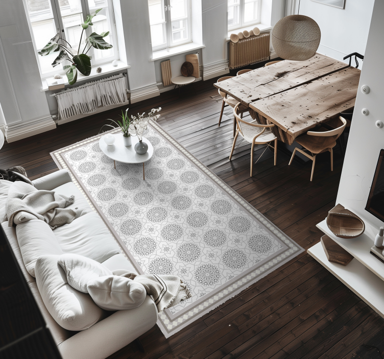 Tapis vinyle salle a manger design marocain gris clair - TenStickers
