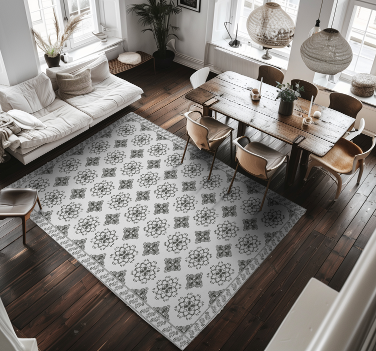 Tapis vinyle salle a manger motif floral vintage - TenStickers