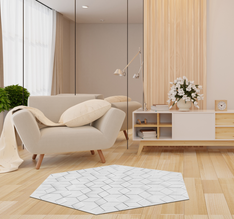 Tapis vinyle salon motif géométrique minimaliste - TenStickers