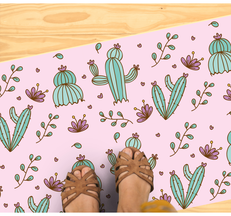 Tapis vinyle salon vinylee cactus et fleurs - TenStickers