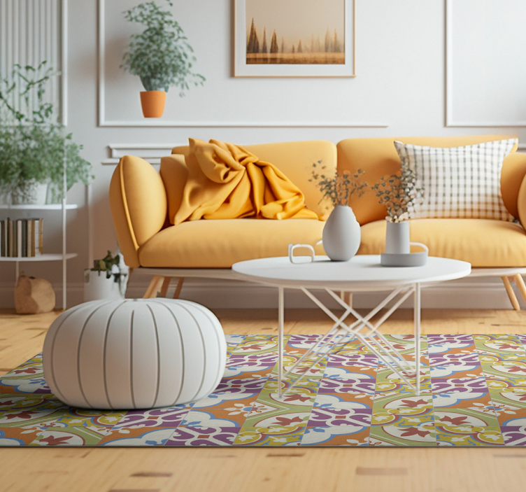 Tapis rétro modèle de carreaux ornementaux - TenStickers