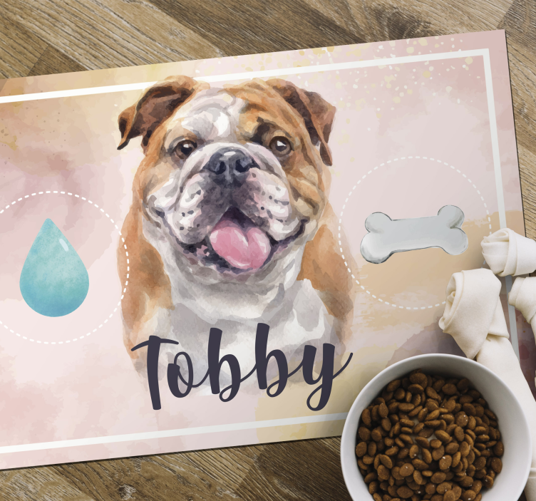 Tapis vinyle animal Bull dog eau et nourriture - TenStickers