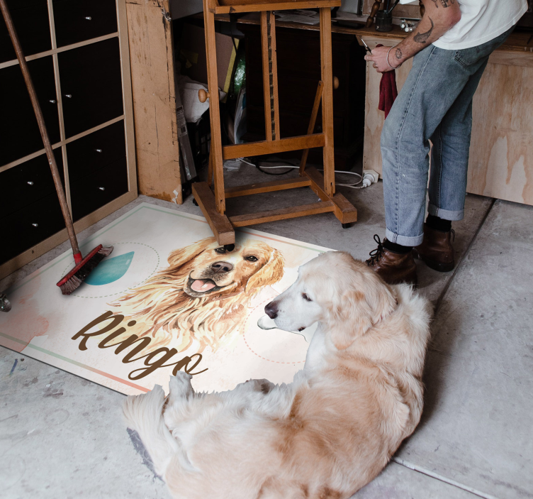 Tapis vinyle Eau et nourriture golden retriever - TenStickers