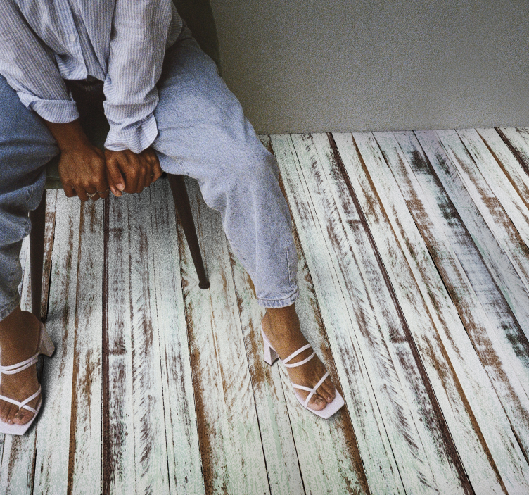 Tapis vinyle imitation Bois décapé - TenStickers