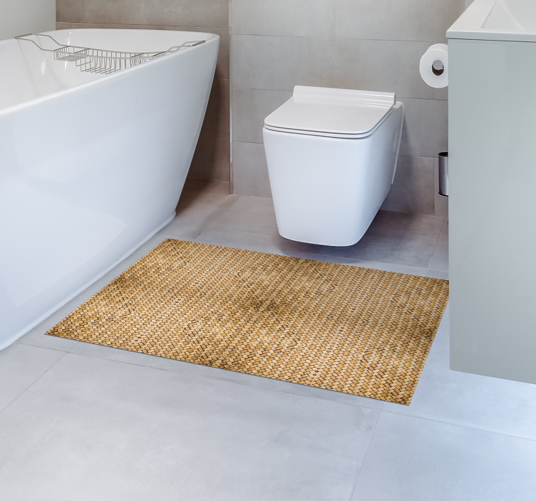 Tapis vinyle salle de bain bois effet bambou tissé - TenStickers