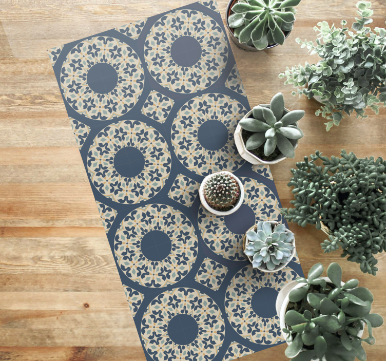 Tapis vinyle carreaux Bleu marocain - TenStickers