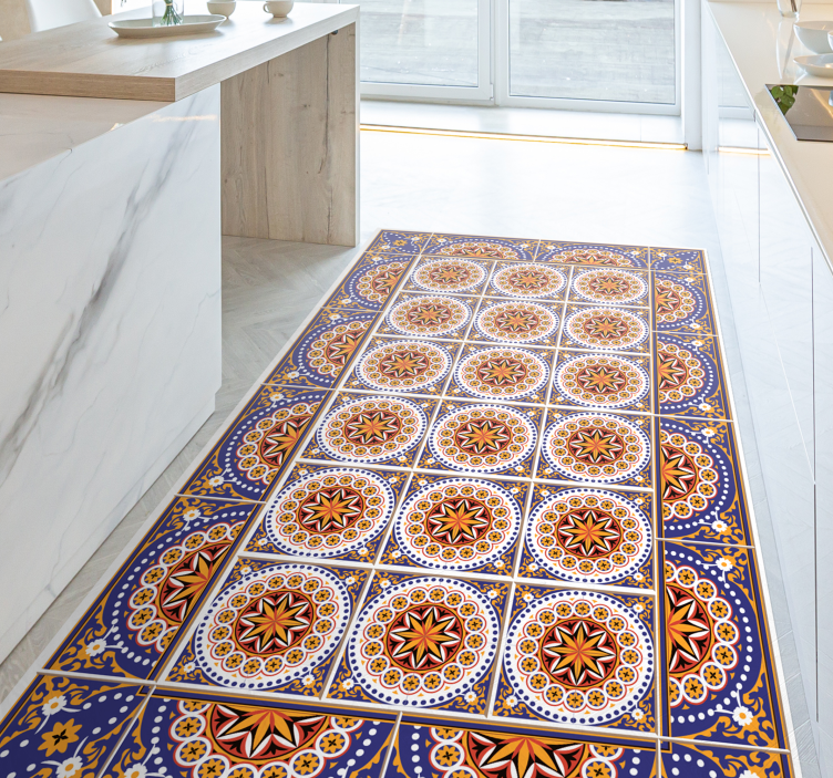 Tapis vinyle cuisine formes multicolores - TenStickers