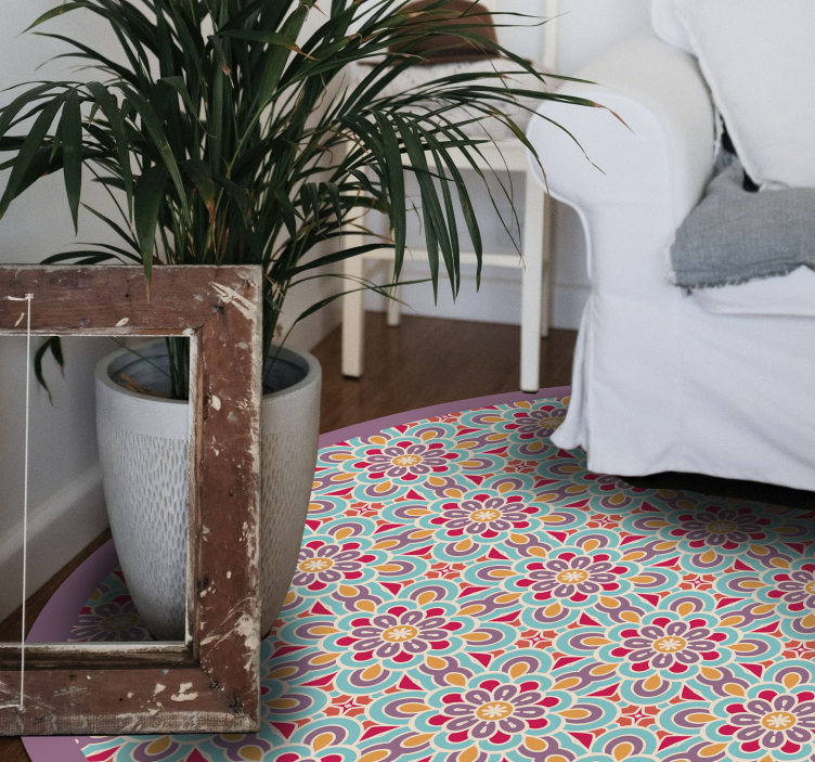 Tapis vinyle carreaux Formes détaillées mandala - TenStickers