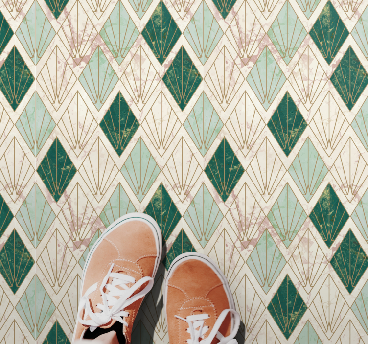 Tapis vinyle carreaux vinyle vert de mer art déco - TenStickers