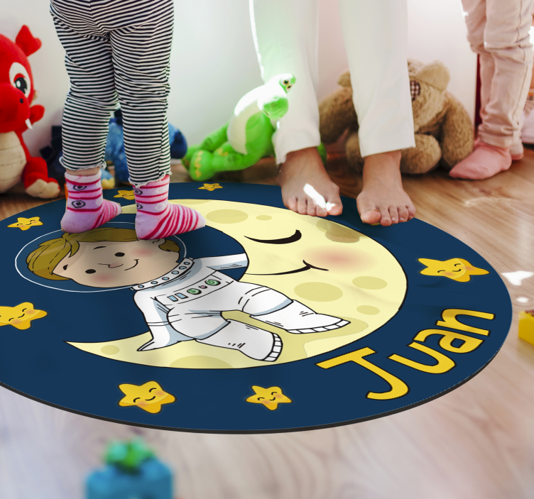 Tapis vinyle garçon astronaute avec nom - TenStickers
