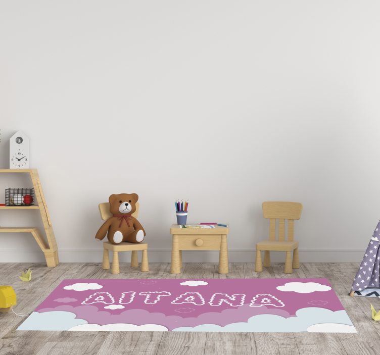 Tapis vinyle personnalisable rose ciel bébés - TenStickers