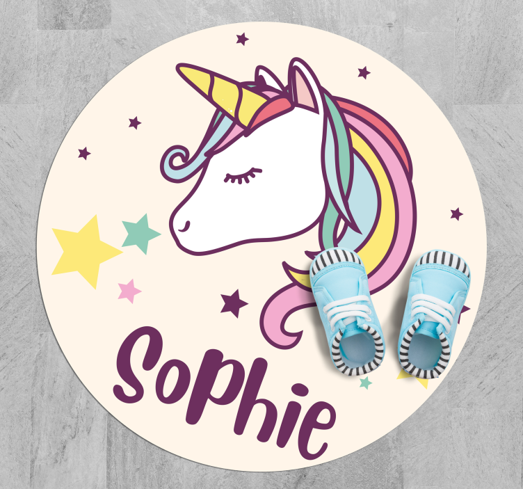tapis vinyle avec nom Conception de fond de licorne avec nom - TenStickers