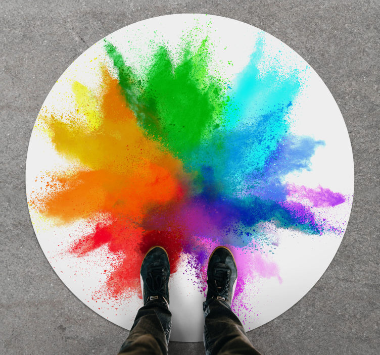 Tapis vinyle avec nom Explosion de couleurs - TenStickers