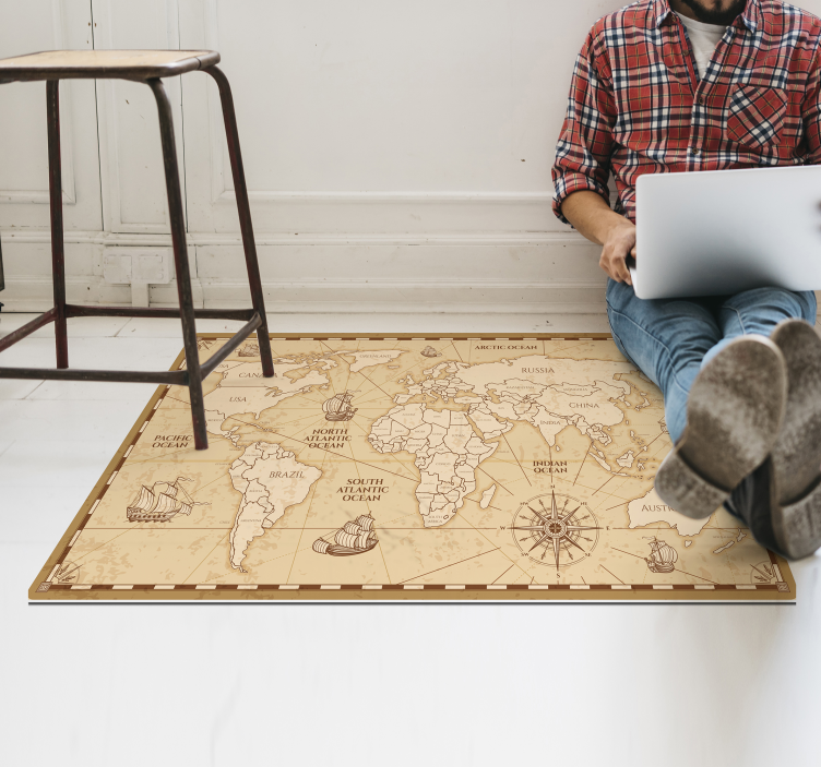 Tapis vinyle incroyable carte du monde vintage - TenStickers