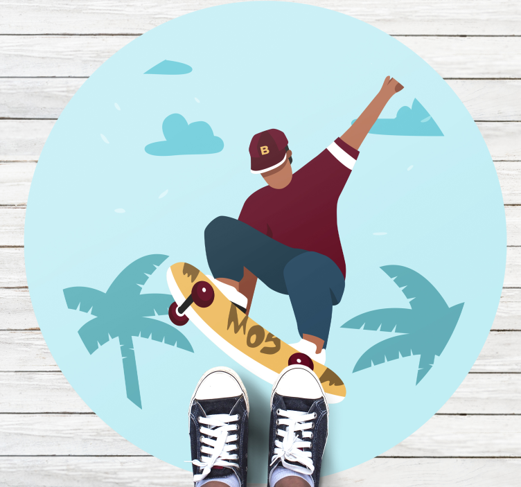 Tapis vinyle ado illustration de skateboard - TenStickers