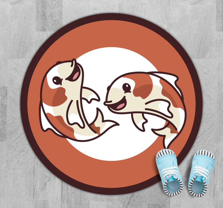 Tapis vinyle animal cercle de koi ludique - TenStickers