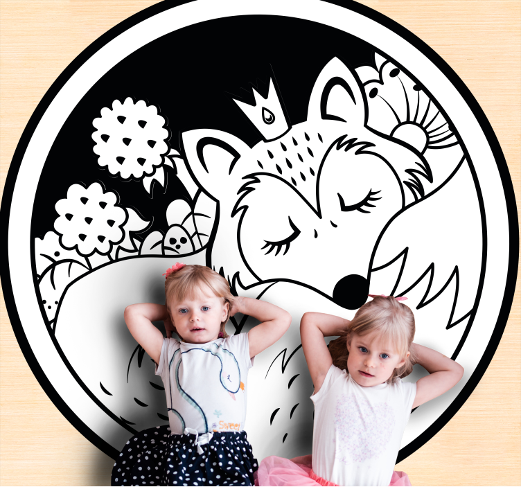 Tapis vinyle animal cercle de renard endormi - TenStickers