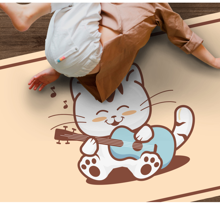 Tapis vinyle animal chat musicien heureux - TenStickers