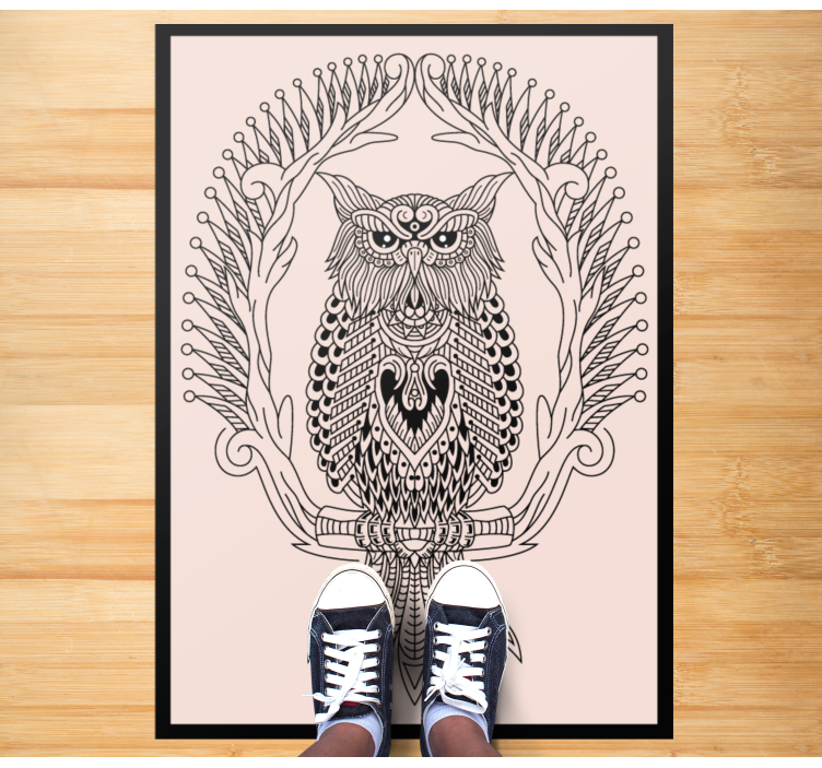 Tapis vinyle animal conception de mandala de hibou - TenStickers