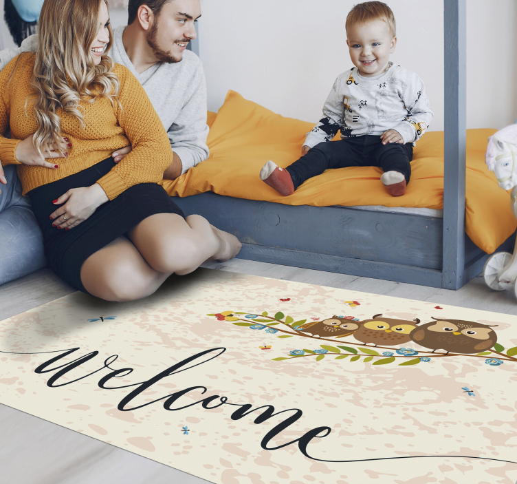 Tapis vinyle animal graphique de hiboux accueillants - TenStickers