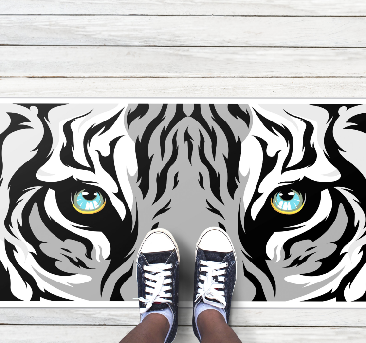 Tapis vinyle animal graphique du regard du tigre - TenStickers