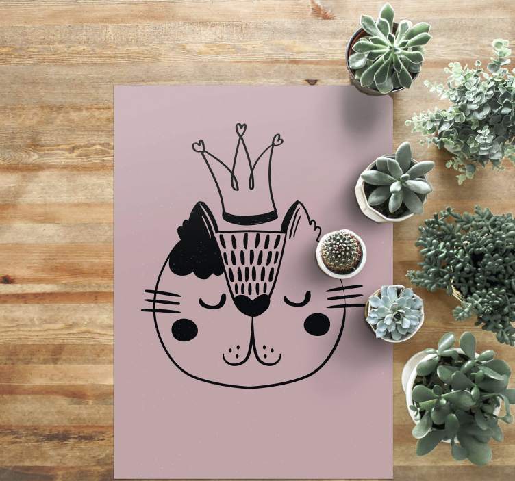Tapis vinyle animal illustration de chat couronné - TenStickers