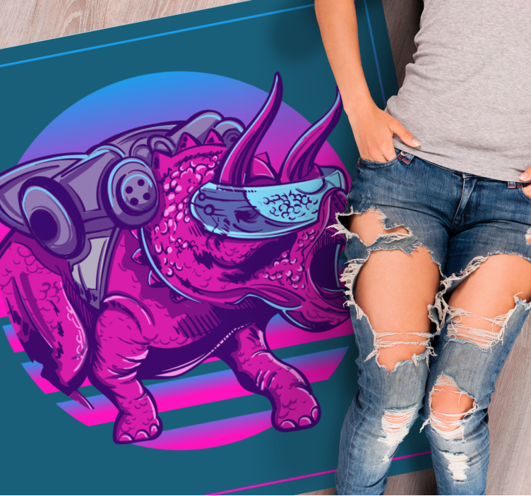 Tapis vinyle animal illustration de rhinocéros cybernétique - TenStickers