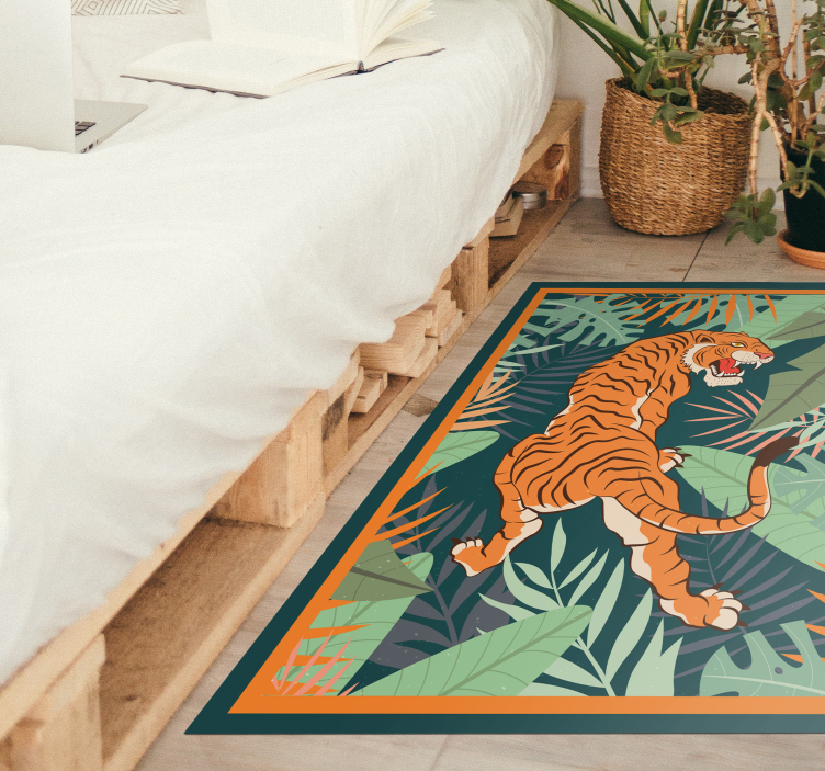 Tapis vinyle animal illustration de tigre féroce - TenStickers