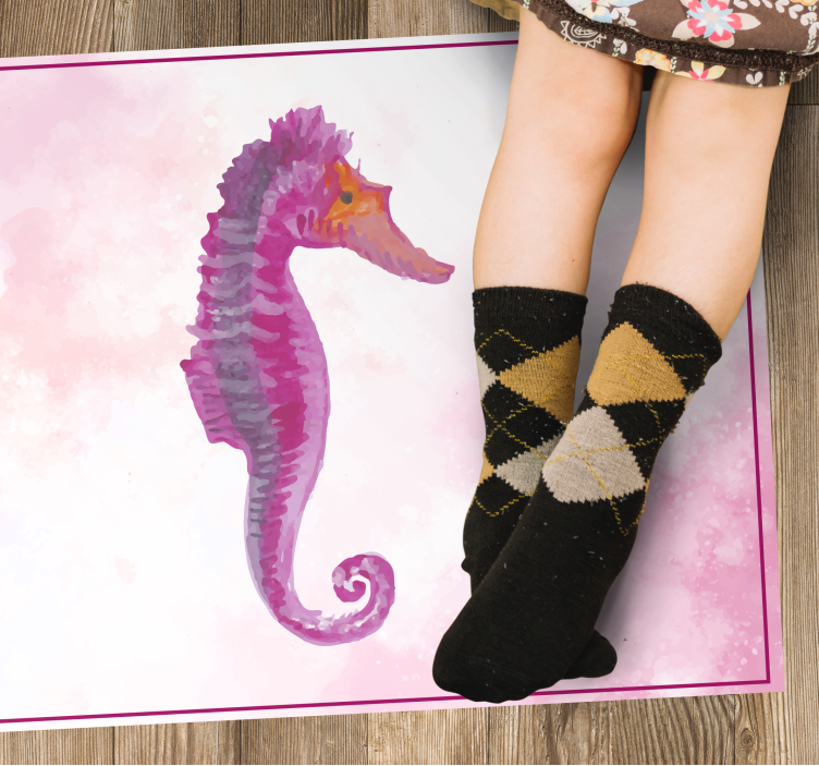 Tapis vinyle animal illustration d'hippocampe - TenStickers