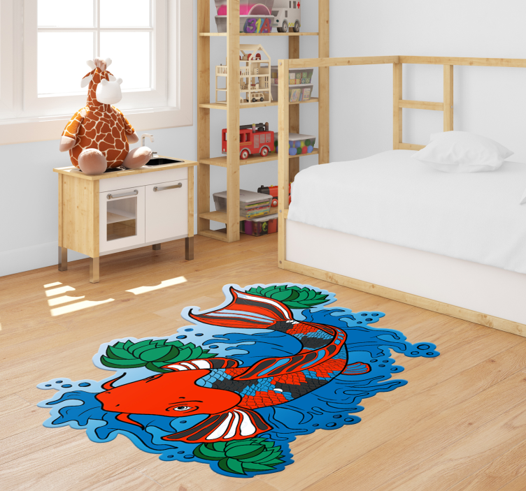 Tapis vinyle animal illustration poisson koï coloré - TenStickers
