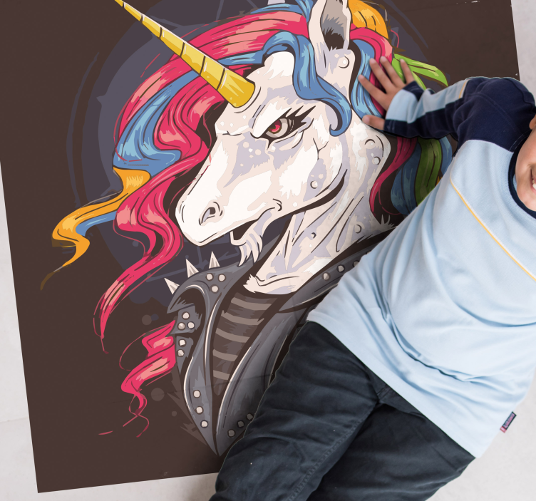 Tapis vinyle animal licorne punk - TenStickers