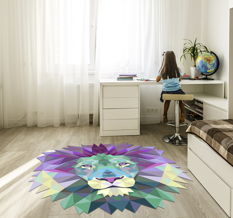 Tapis vinyle animal lion géométrique - TenStickers