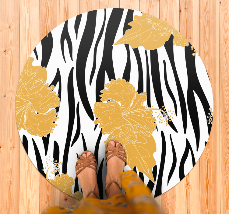 Tapis vinyle animal motif floral zébré - TenStickers