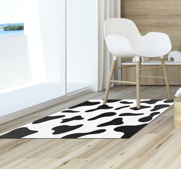 Tapis vinyle animal motif vache noir et blanc - TenStickers