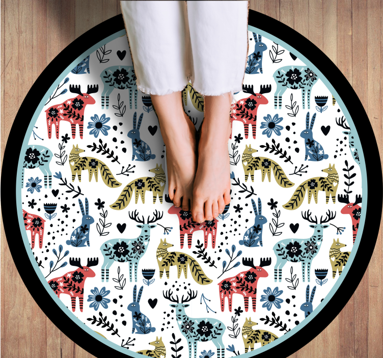 Tapis vinyle chambre bébé motifs d'animaux colorés - TenStickers