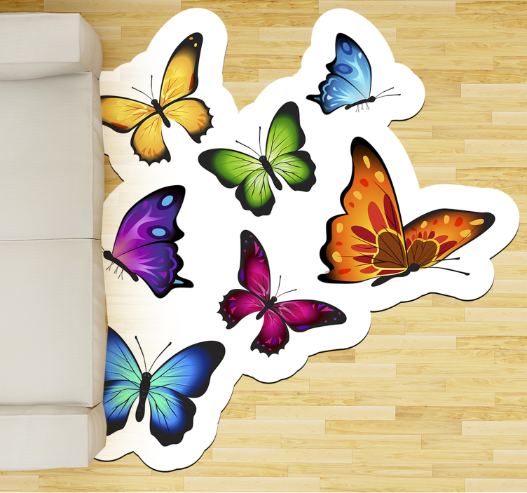 Tapis vinyle animal papillons colorés - TenStickers