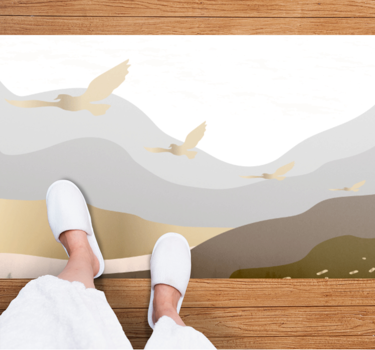 Tapis vinyle animal paysage silhouette d'oiseaux - TenStickers