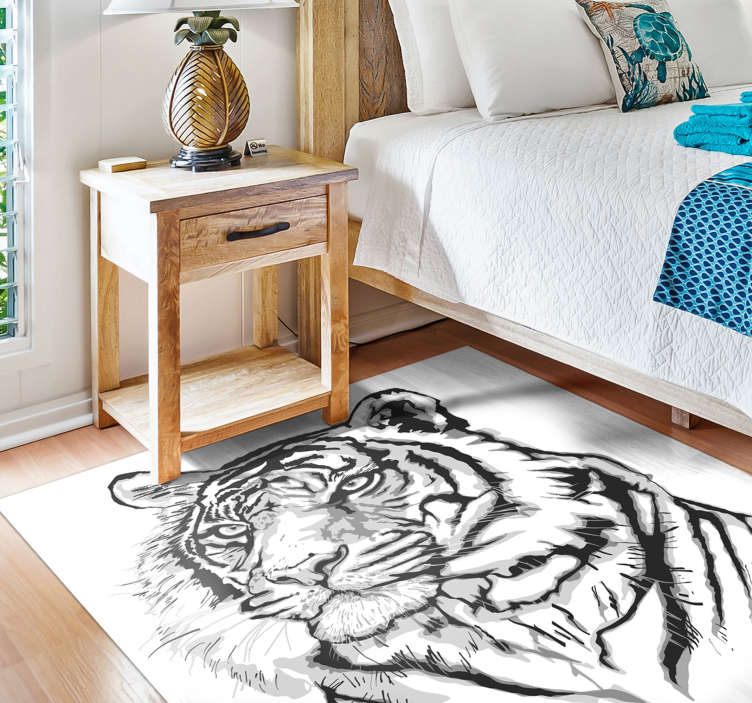Tapis vinyle animal portrait artistique de tigre - TenStickers