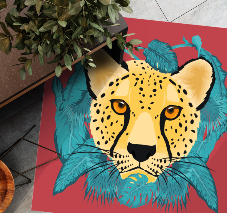 Tapis vinyle animal portrait de chat sauvage - TenStickers